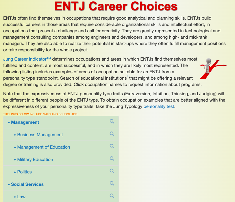 Personality Type Careers ENTJ Example